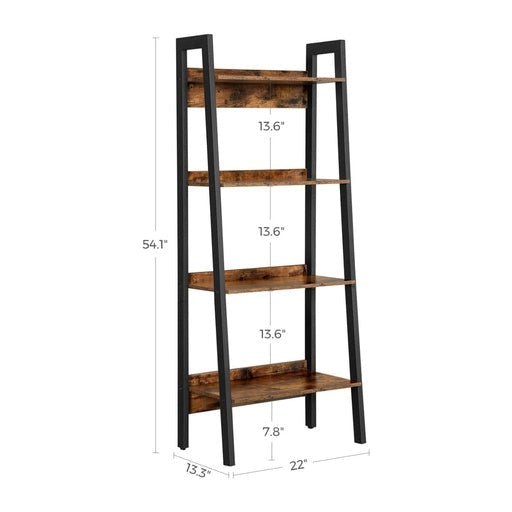 Vasagle 4-Tier Ladder Shelf Home Office Bookshelf Metal Frame Industrial - Rustic Brown and Black Bookcase Fast shipping On sale