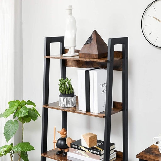 Vasagle 4-Tier Ladder Shelf Home Office Bookshelf Metal Frame Industrial - Rustic Brown and Black Bookcase Fast shipping On sale