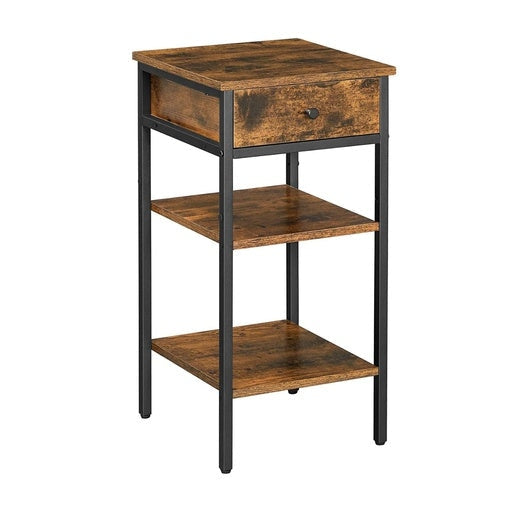 Vasagle Nightstand End Table with a Drawer and 2 Storage Shelves Industrial - Rustic Brown Black Bedside Fast shipping On sale