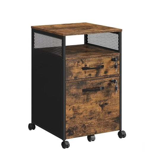 Vasagle File Cabinet with 2 Lockable Drawers Steel Frame Industrial - Rustic Brown and Black Filing Fast shipping On sale