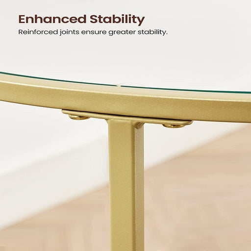 Vasagle Set of 2 Round Side Tables Tempered Glass with Steel Frame - Gold Table Fast shipping On sale