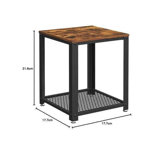 Vasagle Side Table with Mesh Shelf - Rustic Brown and Black Bedside Fast shipping On sale