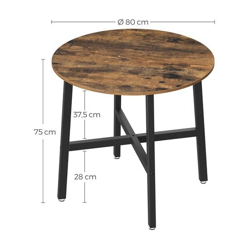 Vasagle Small Round Kitchen Dining Table Industrial Design Vintage - Brown/Black Fast shipping On sale