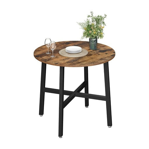 Vasagle Small Round Kitchen Dining Table Industrial Design Vintage - Brown/Black Fast shipping On sale