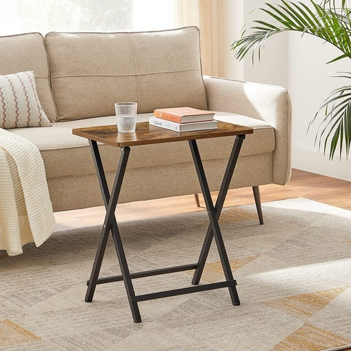 Vasagle Set of 2 TV Tray Folding Tables - Rustic Brown and Black Side Table Fast shipping On sale