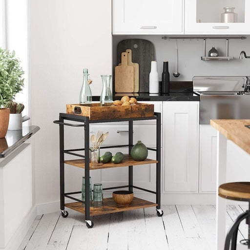 Vasagle Utility Cart Rustic Industrial - Brown Kitchen Trolley Fast shipping On sale