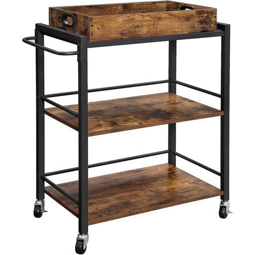 Vasagle Utility Cart Rustic Industrial - Brown Kitchen Trolley Fast shipping On sale