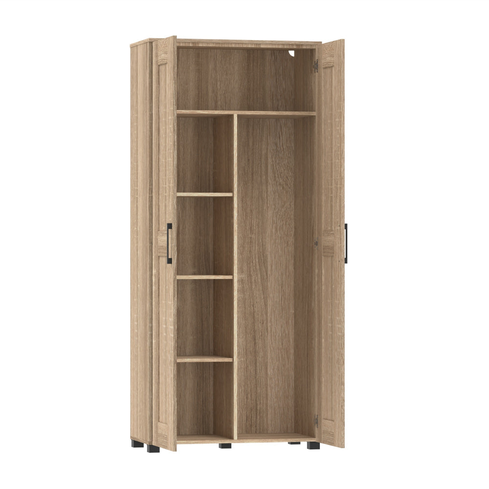 Venice Multi-Purpose Broom Cupboard 2-Door Storage Cabinet Light Sonoma Oak Fast shipping On sale