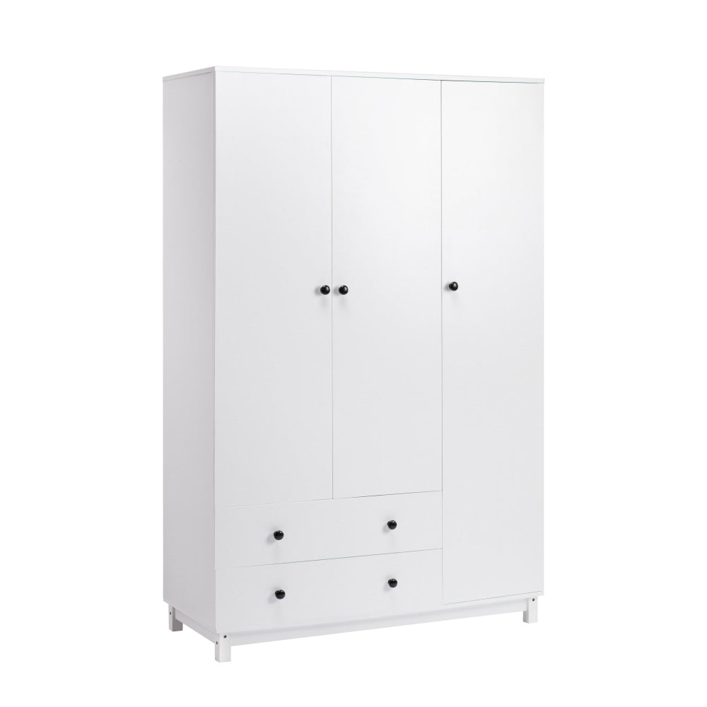 Vernon Wooden Wardrobe Clothes Rack Storage Cabinet W/ 3-Doors 2-Drawers White Fast shipping On sale