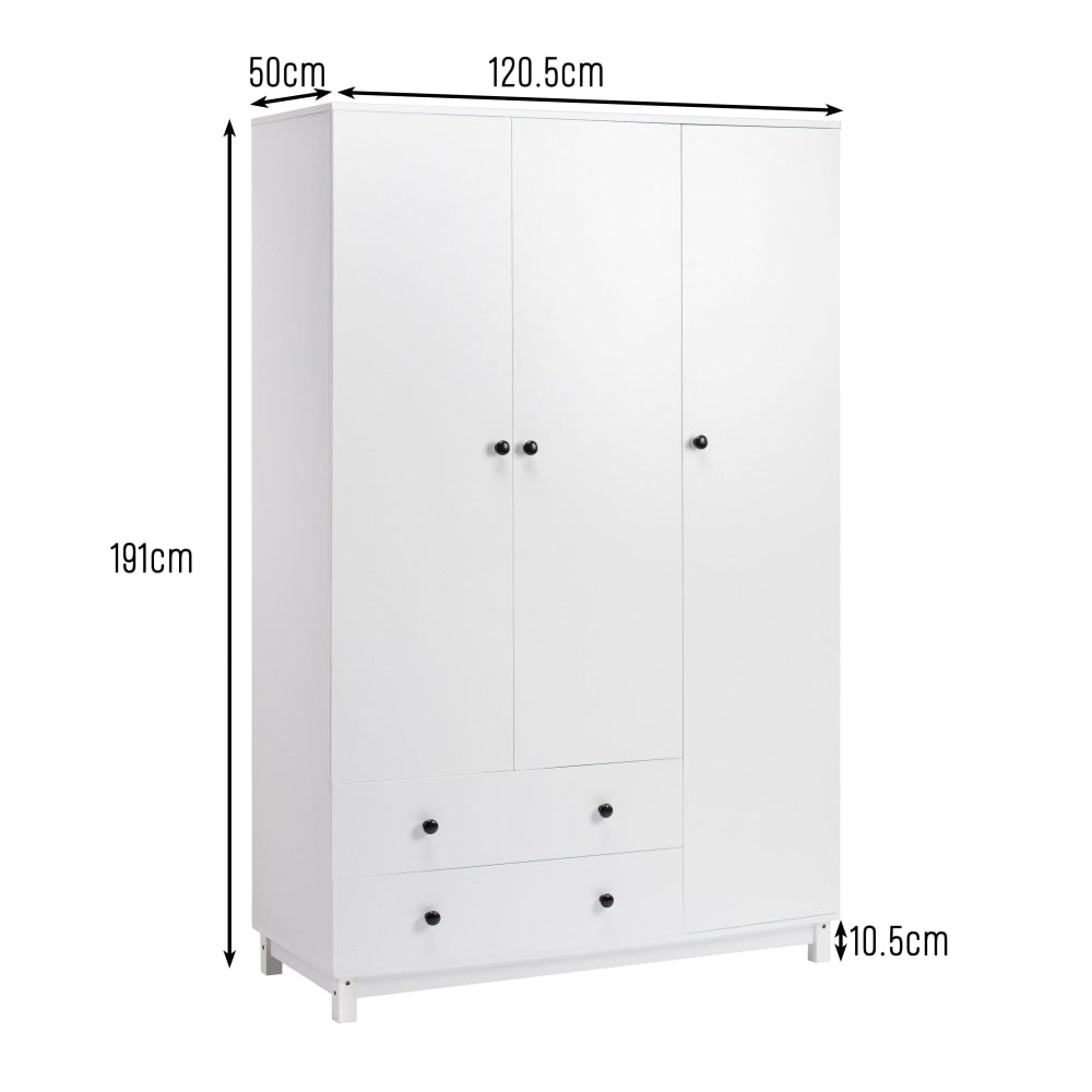 Vernon Wooden Wardrobe Clothes Rack Storage Cabinet W/ 3 - Doors 2 - Drawers White Fast shipping On sale