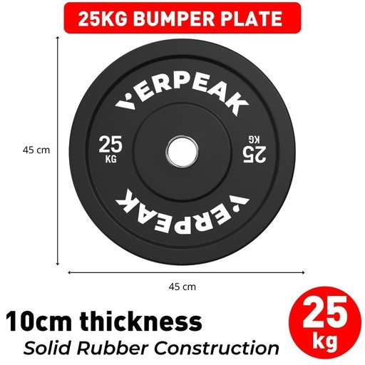 Verpeak Black Olympic Bumper Weight Plates Home Gym Set 25kg Sports & Fitness Fast shipping On sale