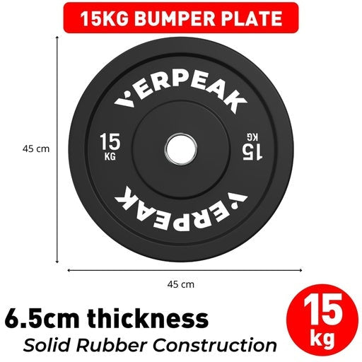 Verpeak Black Olympic Bumper Weight Plates Home Gym Set 25kg Sports & Fitness Fast shipping On sale