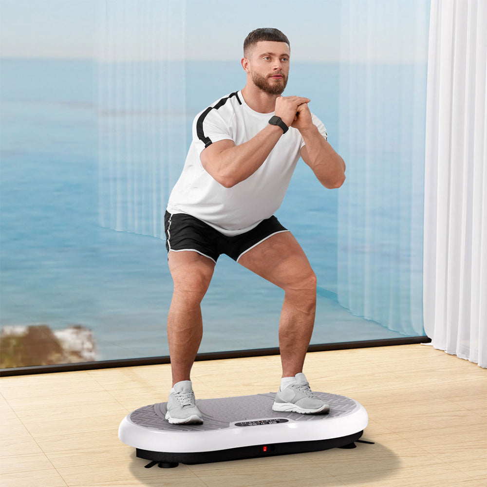 Vibration Plate Exercise Machine with 99 Speed Levels & Resistance Bands (White) Sports Fitness Fast shipping On sale