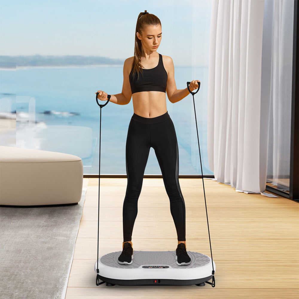 Vibration Plate Exercise Machine with 99 Speed Levels & Resistance Bands (White) Sports Fitness Fast shipping On sale