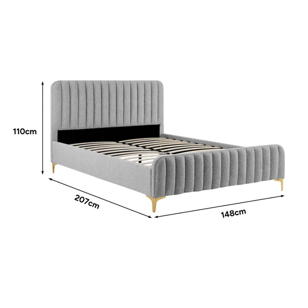 Victoria Fabric Bed Frame Double Size Silver Fast shipping On sale