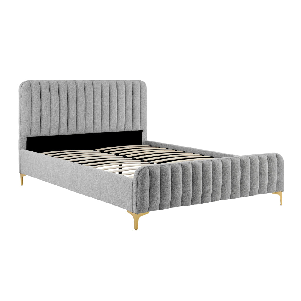 Victoria Fabric Bed Frame Queen Size Silver Fast shipping On sale
