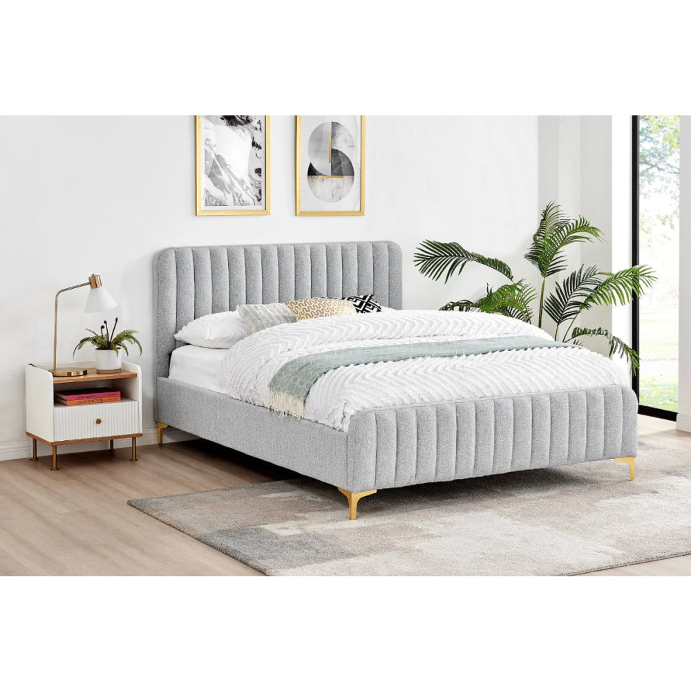 Victoria Fabric Bed Frame Queen Size Silver Fast shipping On sale