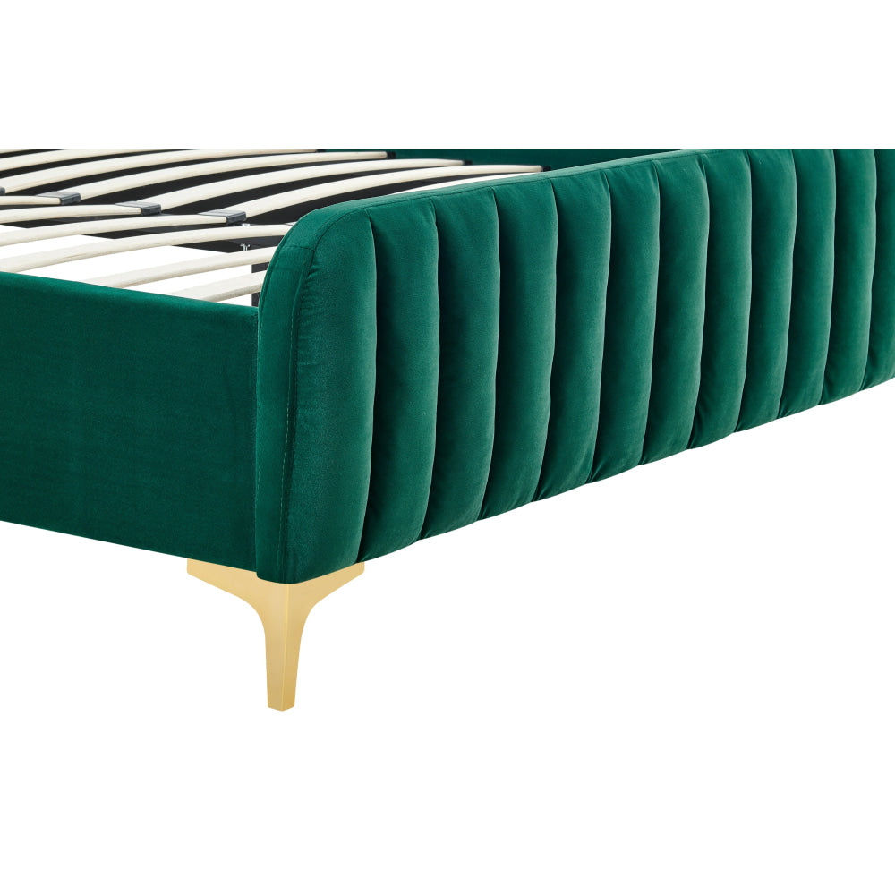 Victoria Fabric Velvet Bed Frame Queen Size Emerald Fast shipping On sale
