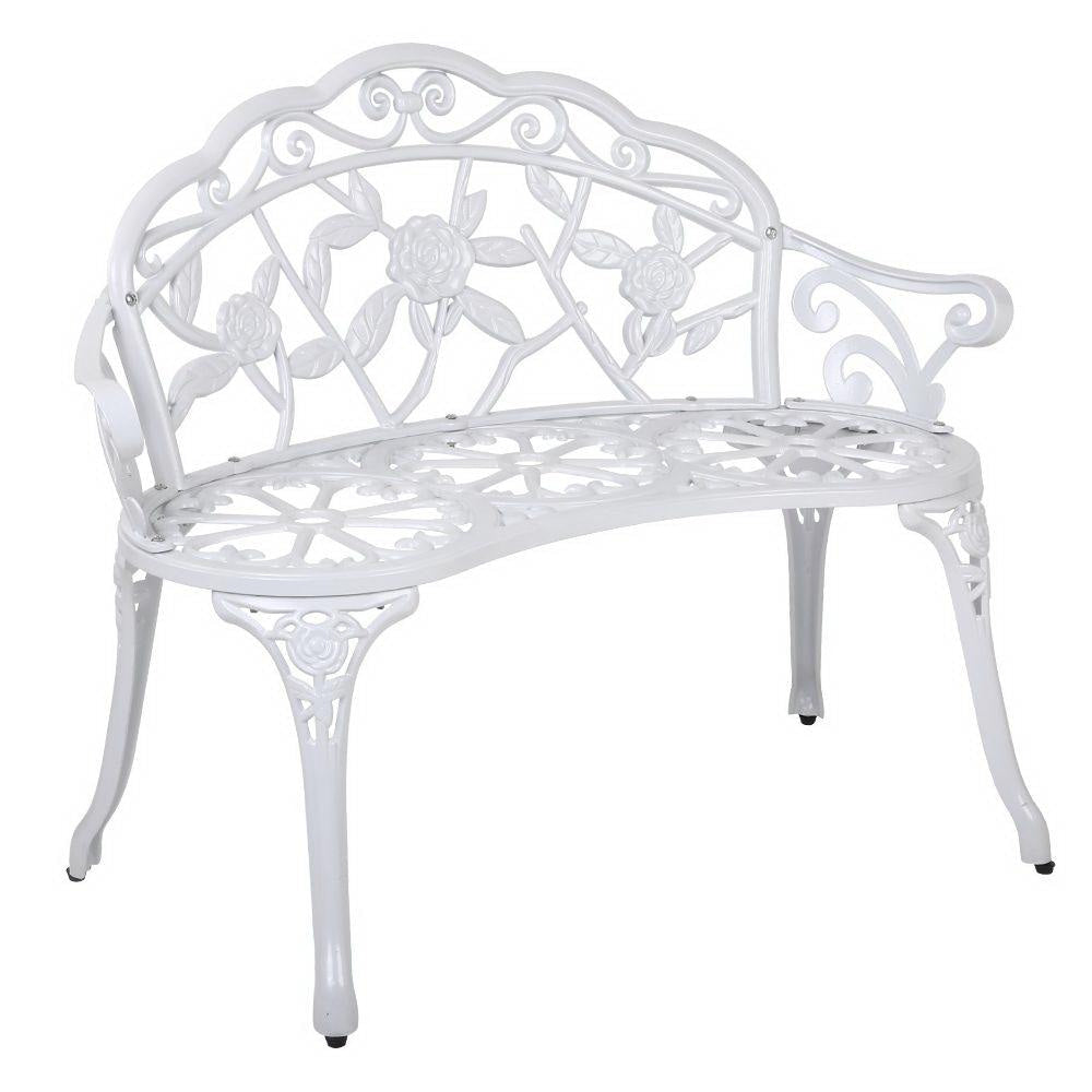 Victorian Garden Outdoor Metal 2-Seater Bench – White Furniture Fast shipping On sale