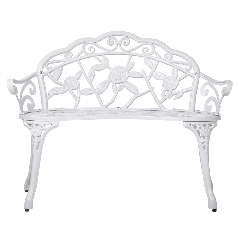 Victorian Garden Outdoor Metal 2-Seater Bench – White Furniture Fast shipping On sale