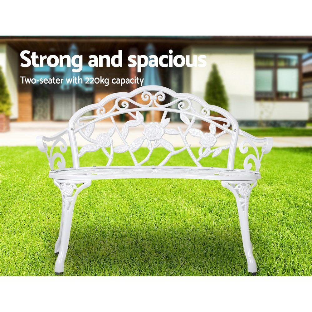 Victorian Garden Outdoor Metal 2-Seater Bench – White Furniture Fast shipping On sale