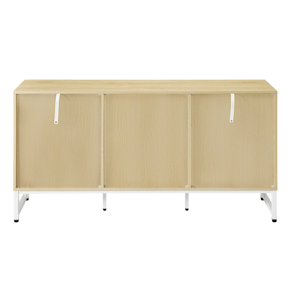 Vina 3-Door Office Credenza Storage Cabinet Natural Organizer Fast shipping On sale