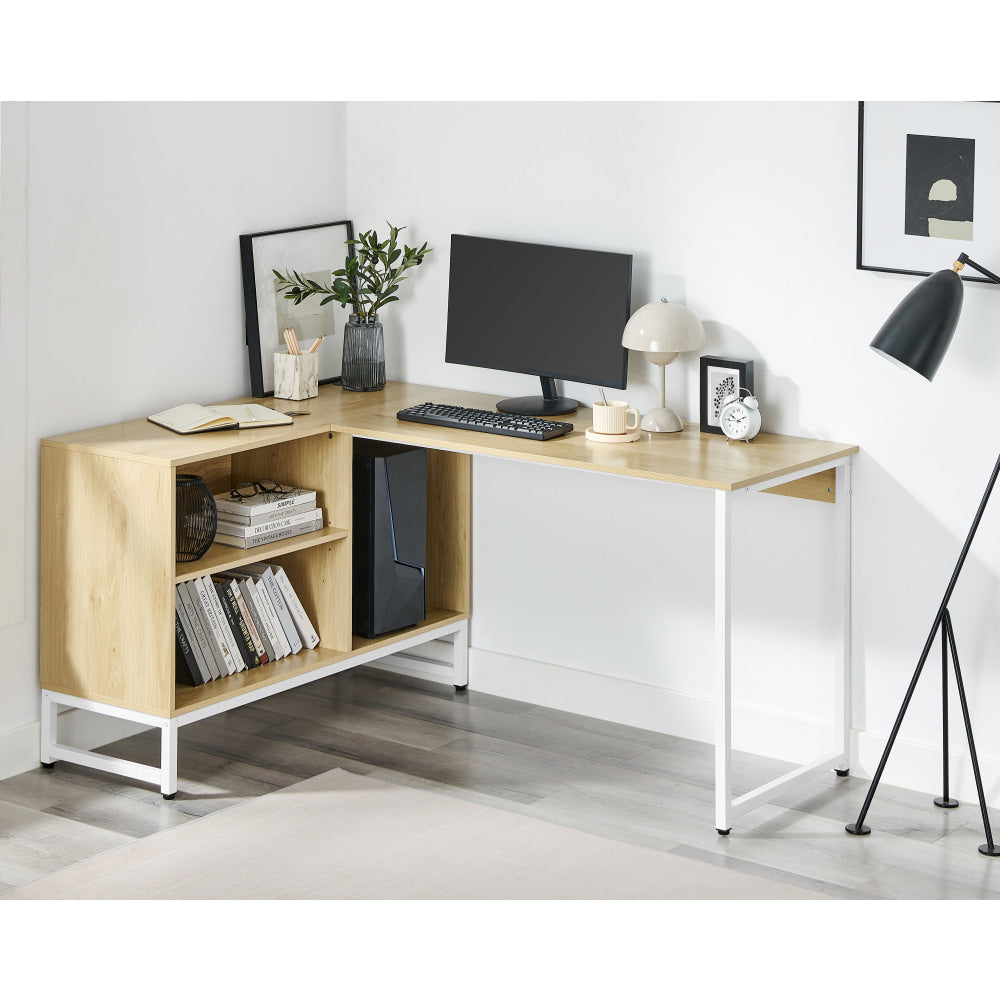 Vina L-shape Computer Working Home Office Desk 150cm Natural Fast shipping On sale