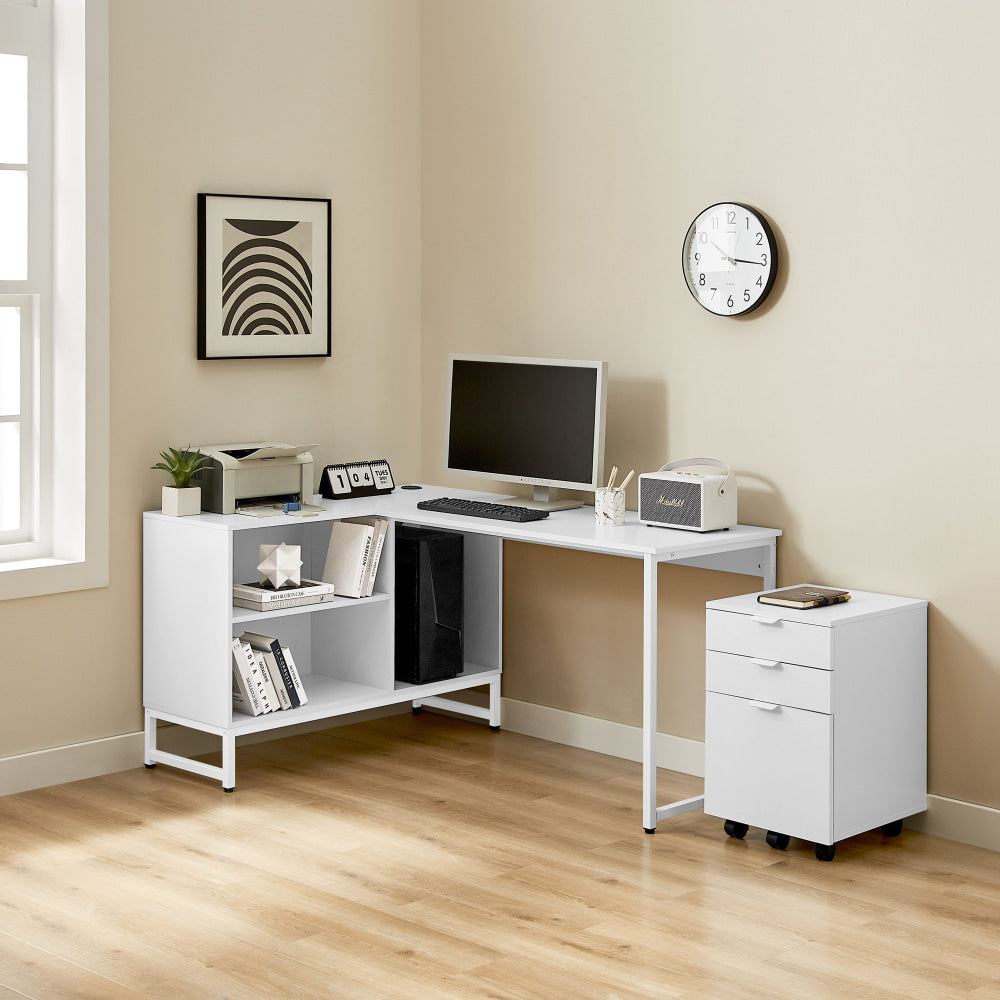 Vina L-shape Computer Working Home Office Desk 150cm White Fast shipping On sale