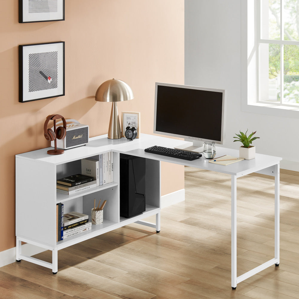 Vina L-shape Computer Working Home Office Desk 150cm White Fast shipping On sale