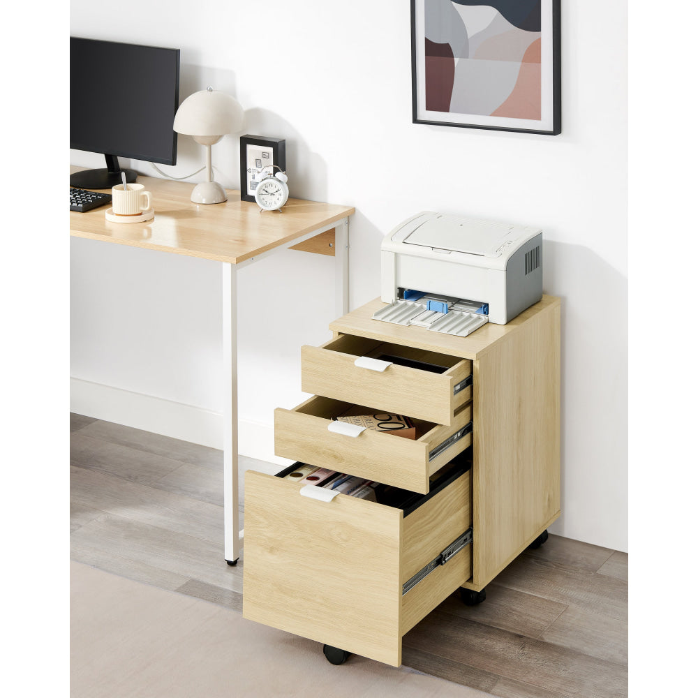 Vina Mobile Pedestal Storage Filling Cabinet 3-Drawers Natural Filing Fast shipping On sale