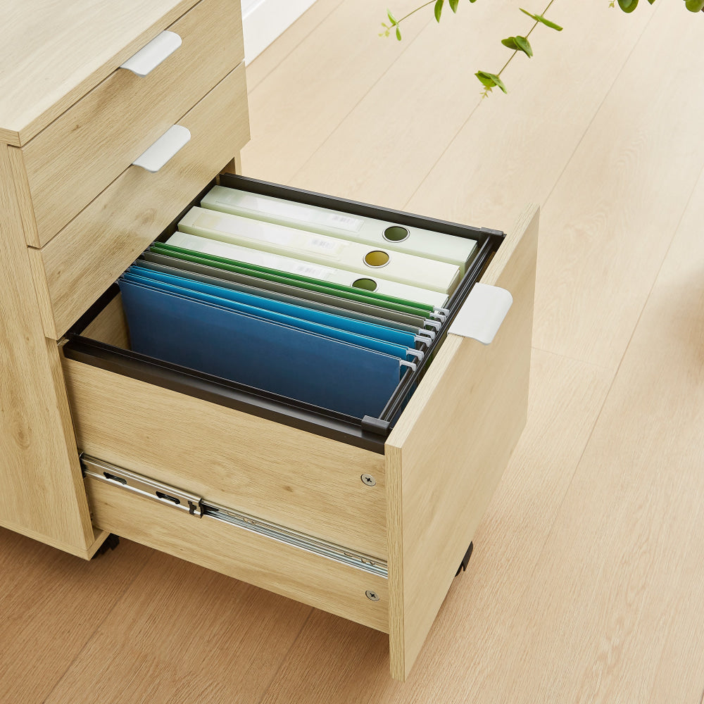 Vina Mobile Pedestal Storage Filling Cabinet 3-Drawers Natural Filing Fast shipping On sale