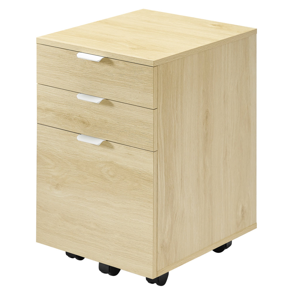 Vina Mobile Pedestal Storage Filling Cabinet 3-Drawers Natural Filing Fast shipping On sale