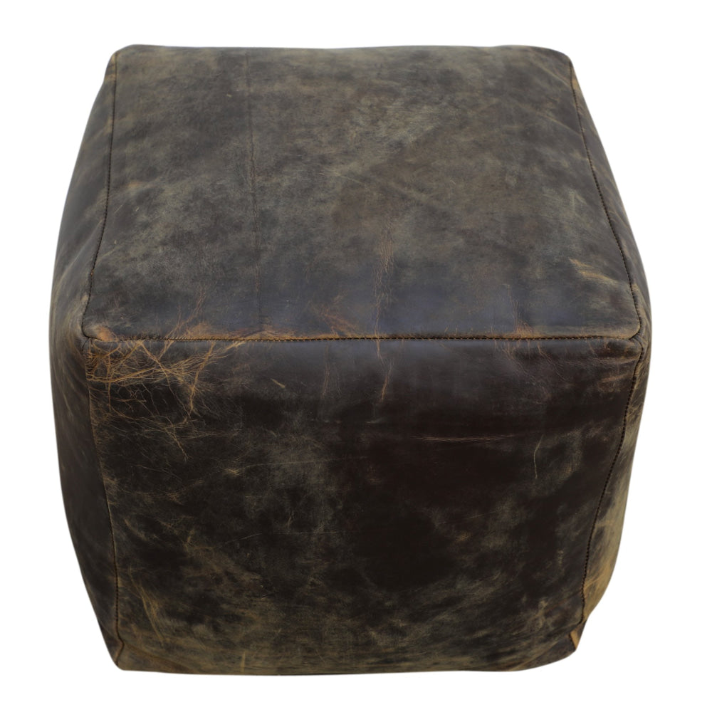 Vincent Vintage Rustic Leather Square Foot Stool Ottoman Fast shipping On sale