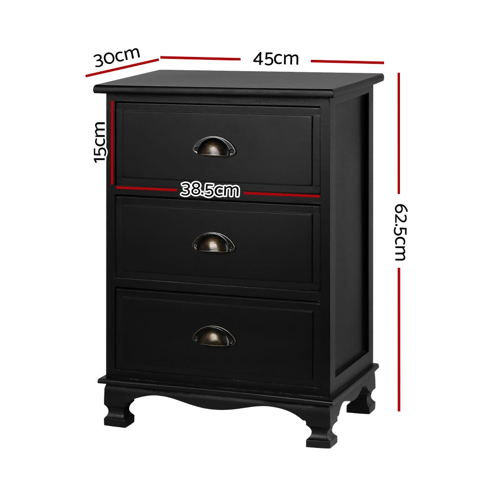 Vintage Bedside Table Chest Storage Cabinet Nightstand Black Fast shipping On sale