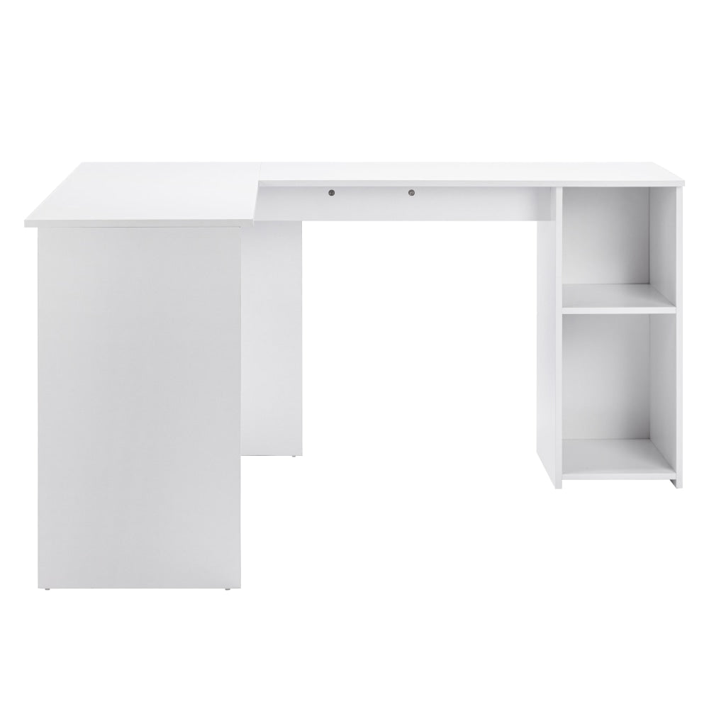 Walter L-Shape Executive Study Computer Working Task Office Desk Table W/ 2-Shelves White Fast shipping On sale