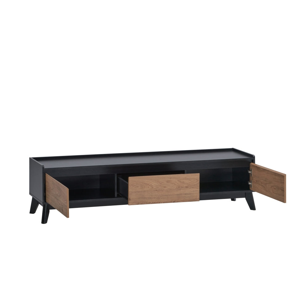 Waylon Lowline TV Stand Entertainment Unit 180cm W/ 2-Doors 1-Drawer - Black/Oak Fast shipping On sale