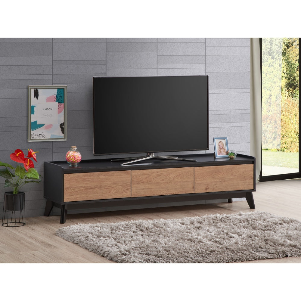 Waylon Lowline TV Stand Entertainment Unit 180cm W/ 2-Doors 1-Drawer - Black/Oak Fast shipping On sale