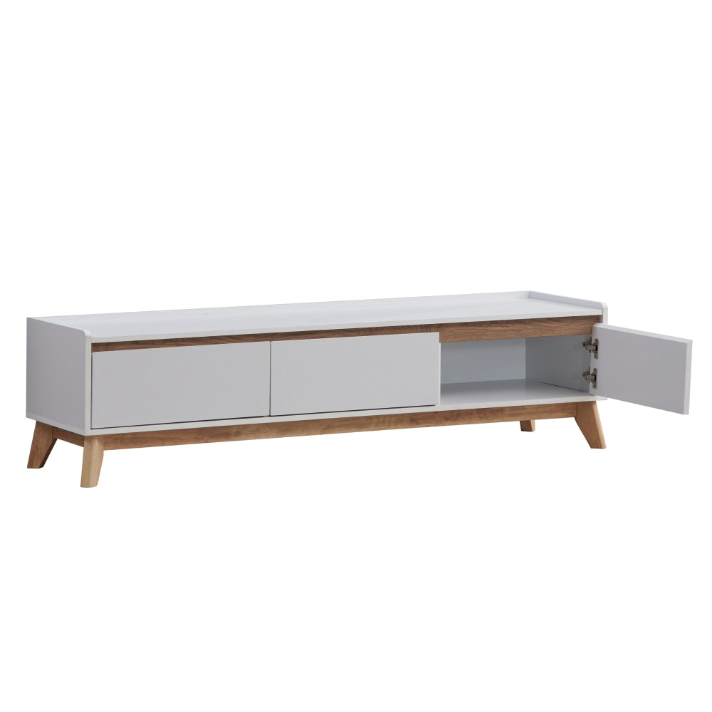 Waylon Lowline TV Stand Entertainment Unit 180cm W/ 2-Doors 1-Drawer - White/Oak Fast shipping On sale