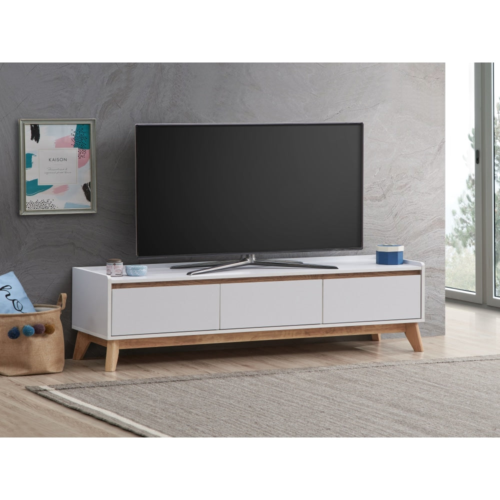 Waylon Lowline TV Stand Entertainment Unit 180cm W/ 2-Doors 1-Drawer - White/Oak Fast shipping On sale