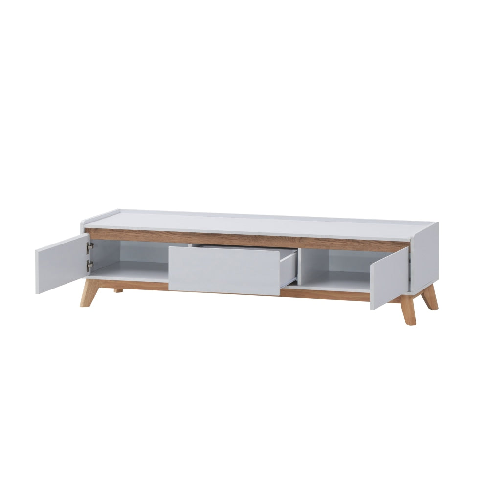 Waylon Lowline TV Stand Entertainment Unit 180cm W/ 2-Doors 1-Drawer - White/Oak Fast shipping On sale