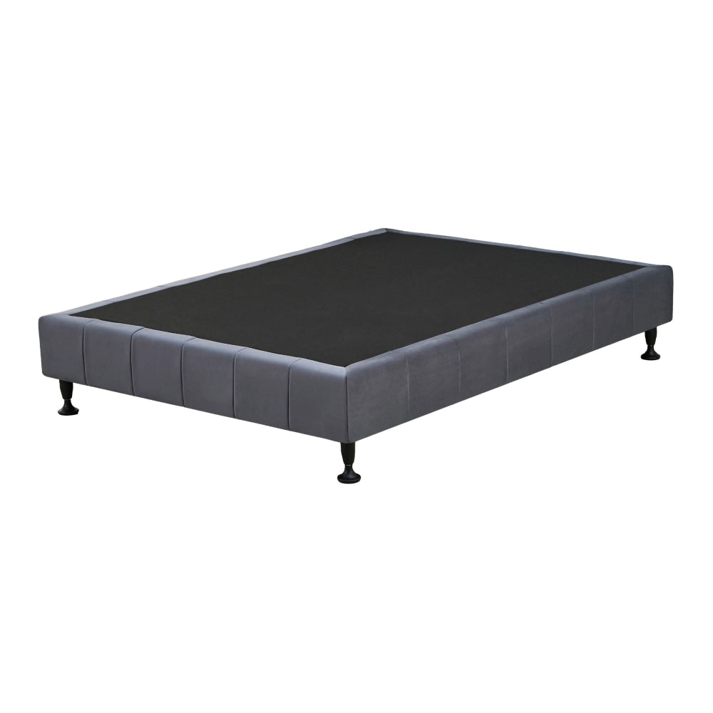 Velvet Fabric Platform Bed Frame Base Double - Dark Grey Fast shipping On sale