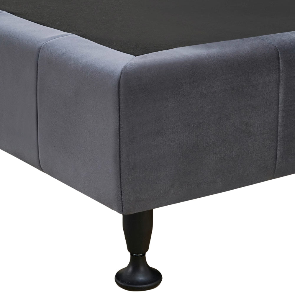 Velvet Fabric Platform Bed Frame Base Single - Dark Grey Fast shipping On sale