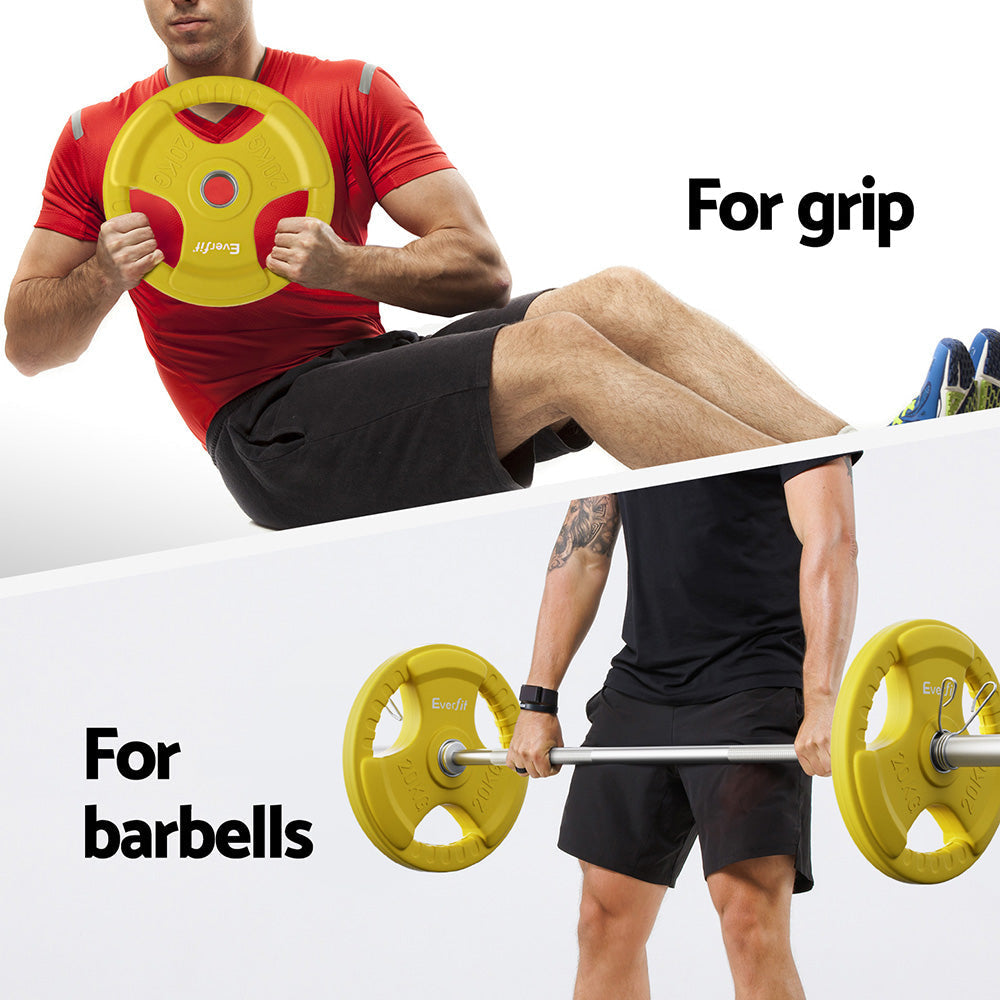 Weight Plates Standard 20kg Dumbbell Barbell Plate Lifting Home Gym Yellow Sports & Fitness Fast shipping On sale