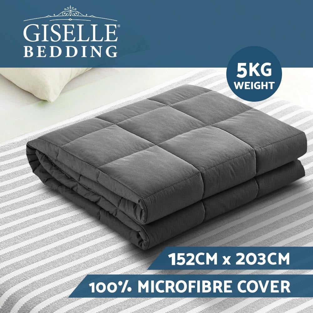 Weighted Blanket Adult 5KG Heavy Gravity Blankets Microfibre Cover Calming Relax Anxiety Relief Grey Fast shipping On sale