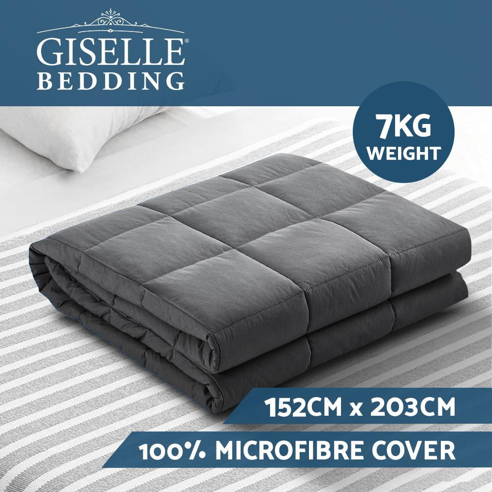 Weighted Blanket Adult 7KG Heavy Gravity Blankets Microfibre Cover Glass Beads Calming Sleep Anxiety Relief Grey Fast shipping On sale