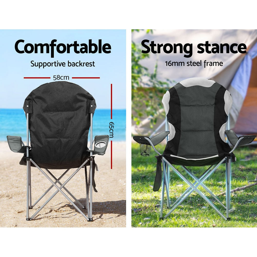 Weisshorn 2X Folding Camping Chairs Arm Chair Portable Outdoor Beach Fishing BBQ Furniture Fast shipping On sale