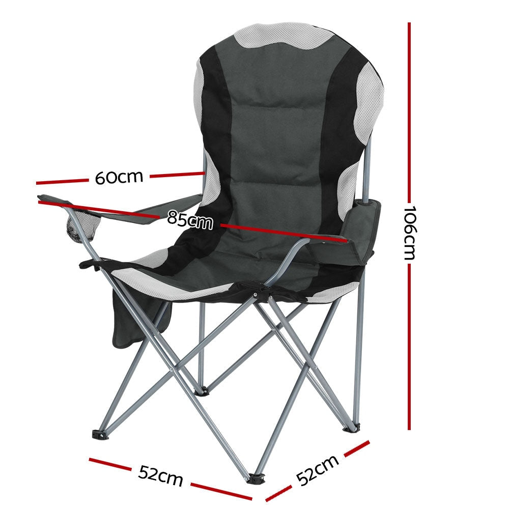 Weisshorn 2X Folding Camping Chairs Arm Chair Portable Outdoor Beach Fishing BBQ Furniture Fast shipping On sale