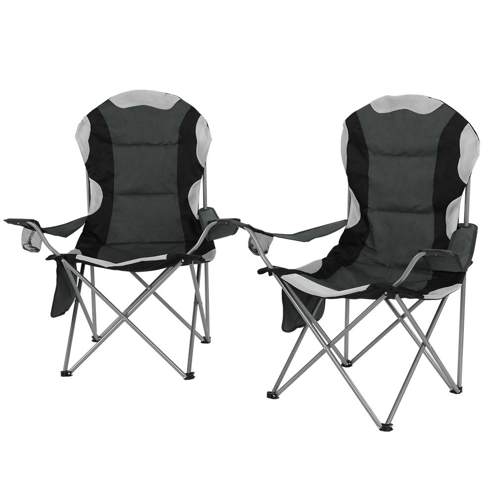 Weisshorn 2X Folding Camping Chairs Arm Chair Portable Outdoor Beach Fishing BBQ Furniture Fast shipping On sale