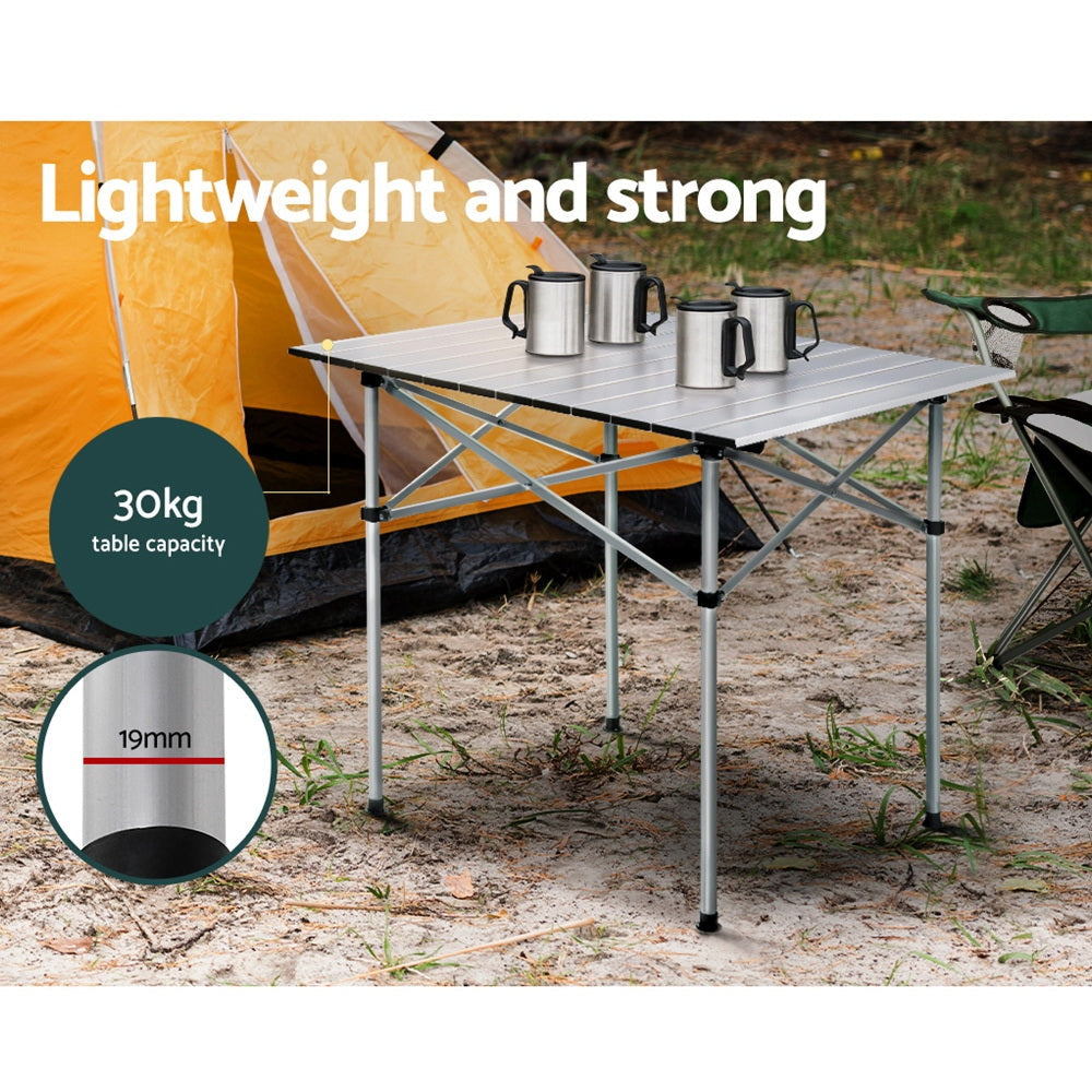 Weisshorn Roll Up Camping Table Foldable Portable Picnic Garden BBQ Desk 70CM Outdoor Furniture Fast shipping On sale