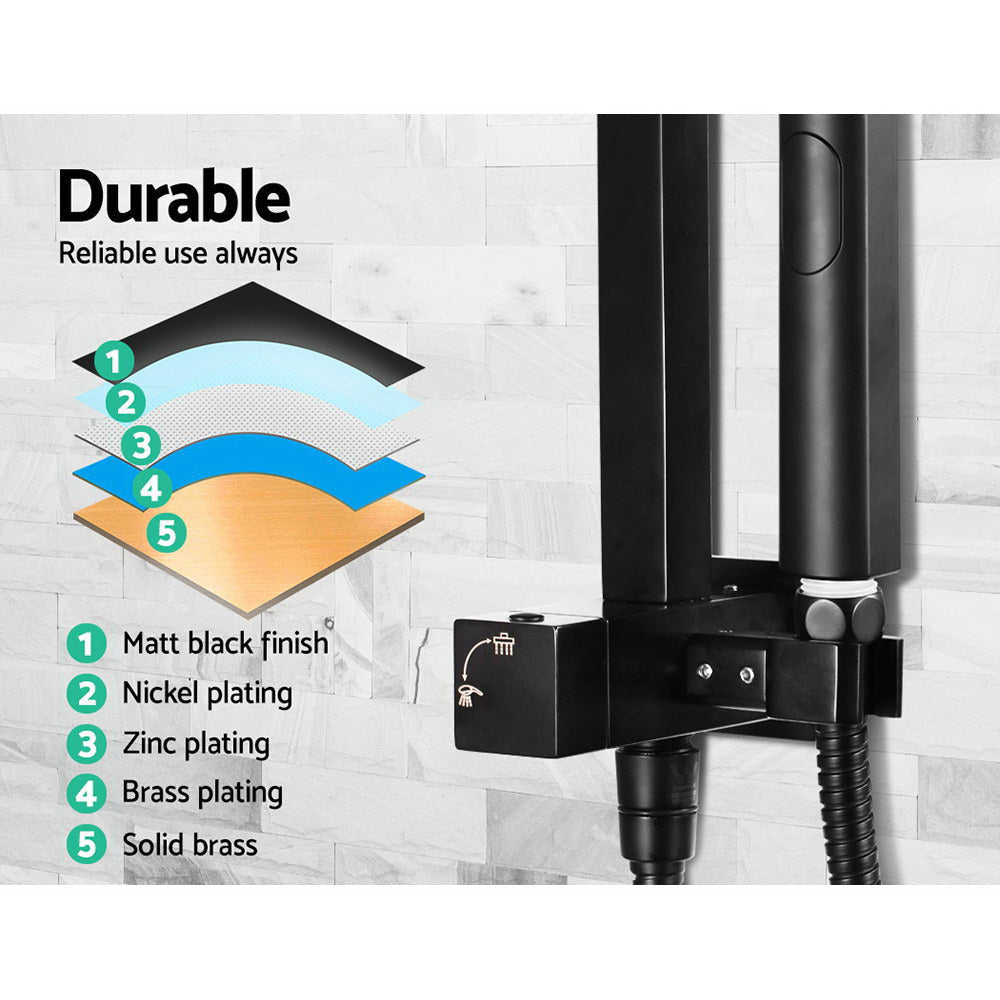WELS 8’’ Rain Shower Head Mixer Square Handheld High Pressure Wall Black Tap & Fast shipping On sale